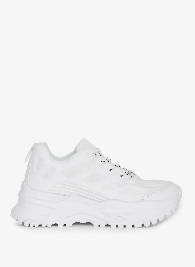 Styli Textured Lace Up Chunky Sole Sneakers