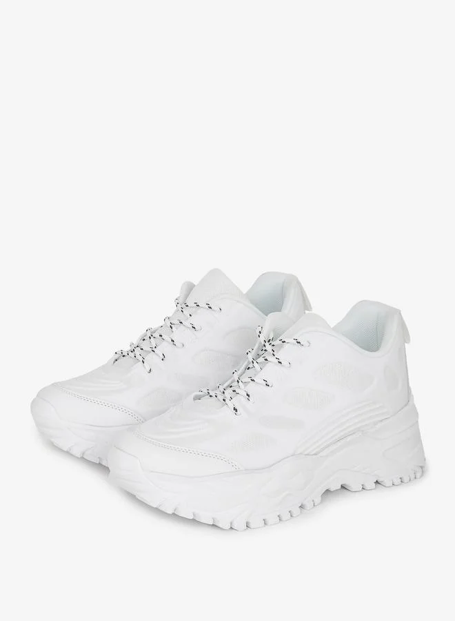 Styli Textured Lace Up Chunky Sole Sneakers