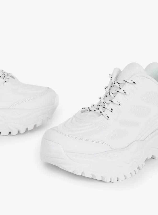 Styli Textured Lace Up Chunky Sole Sneakers
