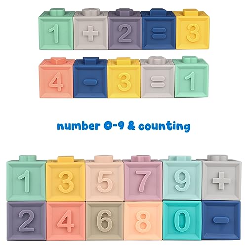 Litand Soft Stacking Blocks for Baby - Sensory Montessori Toys Toddler Activities - Gifts for Boy Girl 6 9 12 18 Months 1 2 3 Year Old Birthday - Infant Bath Toys - Image 5