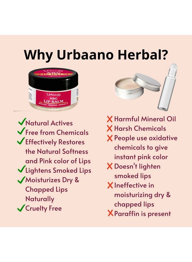 Urbaano herbal Beetroot Lip Balm For Women & Men Dark Dry Pigmented And Chapped Lips & Teenagers Hydrates Lip Restores Lip Color Naturally 15Gm - Image 4
