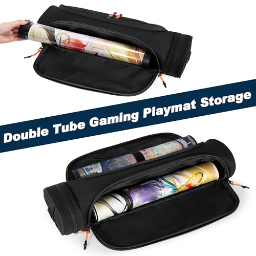 Rexmica Playmat Tube Case Bag Fit for 2pcs W14x L24 Playmats Dual Gaming Playmat Tube with Dice Pocket for TCG MTG Game mat Game Play Mat Storage Container Bag with Shoulder Strap Patented - Image 5
