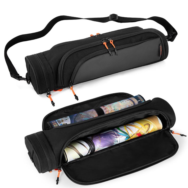 Rexmica Playmat Tube Case Bag Fit for 2pcs W14x L24 Playmats Dual Gaming Playmat Tube with Dice Pocket for TCG MTG Game mat Game Play Mat Storage Container Bag with Shoulder Strap Patented - Image 3