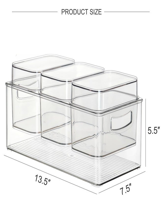 Hudgan Large Taco Bar Serving Set for Party with 3 Containers(50 Oz), Mimosa Bar Accessories with Separate Lids, Chilled Condiment Caddy Organizer for Salad, Fruit, Party Garnish - Image 4