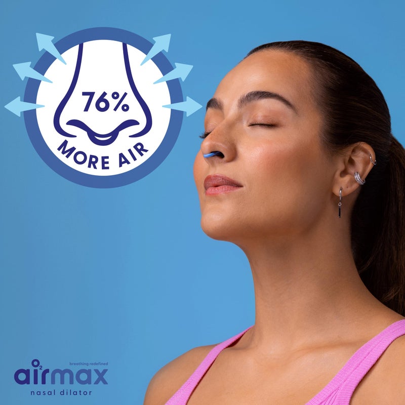 AIR MAX دواعم أنف AIRMAX للنوم - 76% تدفق هواء أكثر - جهاز مضاد للشخير - تنفس بحرية من خلال الأنف - تخفيف الجيوب الأنفية، مساعد للنوم وحل للشخير - 2X صغير أزرق - 6 أشهر من الراحة - Image 2
