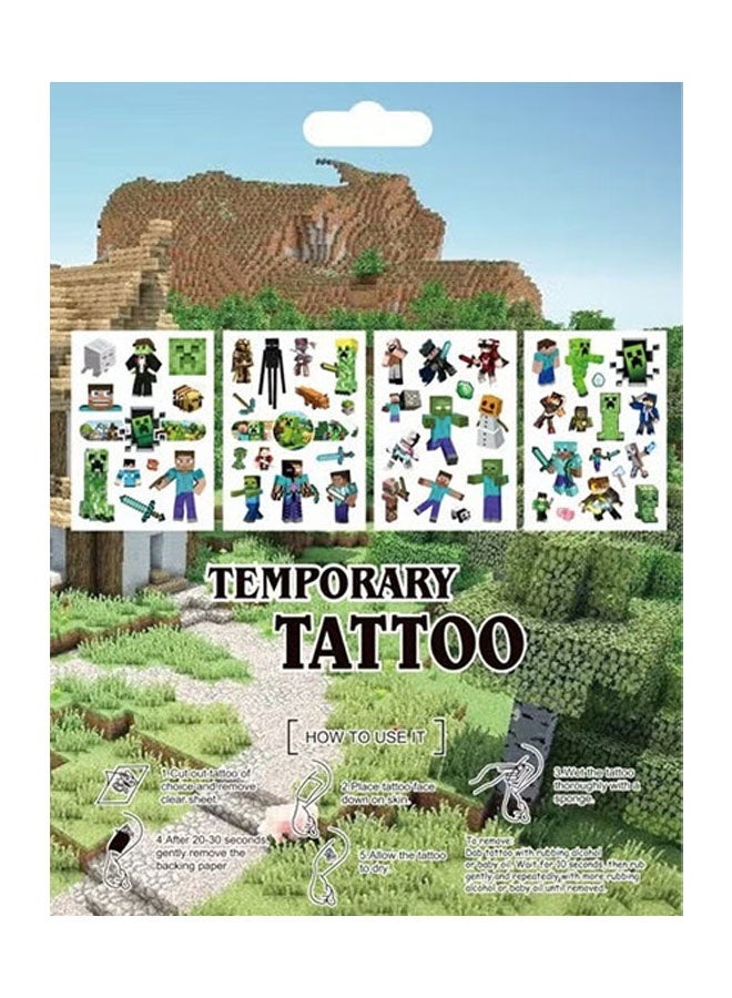 ماين كرافت 4 أوراق (2 ورقة مضيئة و2 ورقة عادية) ملصقات وشم ماين كرافت هدايا حفلات الأعياد والأزياء الشخصية ملصقات مؤقتة ملصقات قابلة للغسل - Image 1