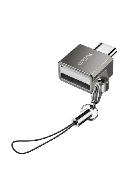 Yesido GS08 Type-C to USB 2.0 OTG Mini Connector Adapter with Keychain(Black)