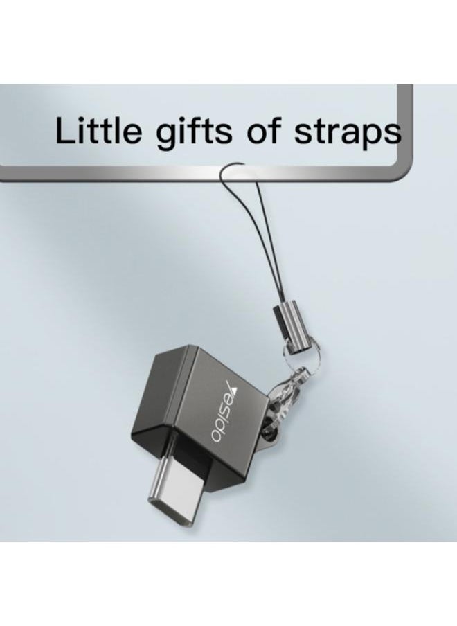 Yesido GS08 Type-C to USB 2.0 OTG Mini Connector Adapter with Keychain(Black)