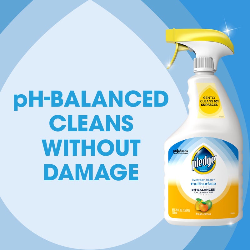 Pledge pH-Balanced Multisurface Cleaner Spray for Everyday Care, Fresh Citrus Scent, 25oz (Pack of 3) - Image 2