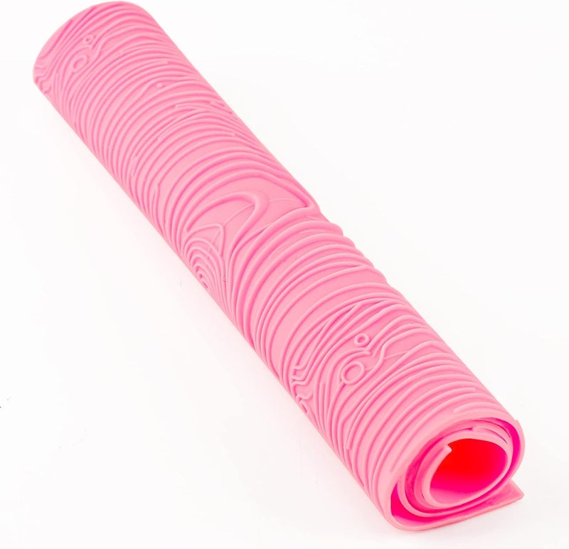 Beasea Silicone Lace Mold for Cakes Decorating, Woodgrain Fondant Impression Mat Silicone Lace Mold, Fondant Texture for Sugar Wood Texture Sheet Embossed Craft Tools (17 x 9 inches, Pink) - Image 3