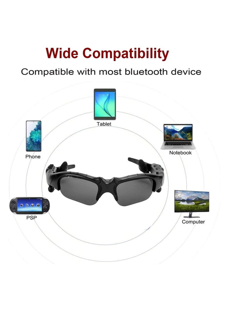 Captaintech Bluetooth Sunglasses, Wireless Music Sunglasses Men Women Sports Sunglasses Smart Glasses Handfree Call Headphone Stereo Sound with Mic for Smart Phone, Outdoor Travel Driving Cycling (Gray Black) - Image 4