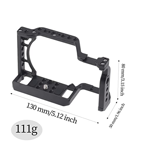 Hersmay A6500/A6400/A6300 Camera Cage Video Stabilizer with Top Handle for Sony A6500 A6400 A6300 A6000 A6100 Cameas DSLR Rig with Cold Shoe,Handle Locating Holes,Multiple 1/4" 3/8" Screw Holes - Image 2