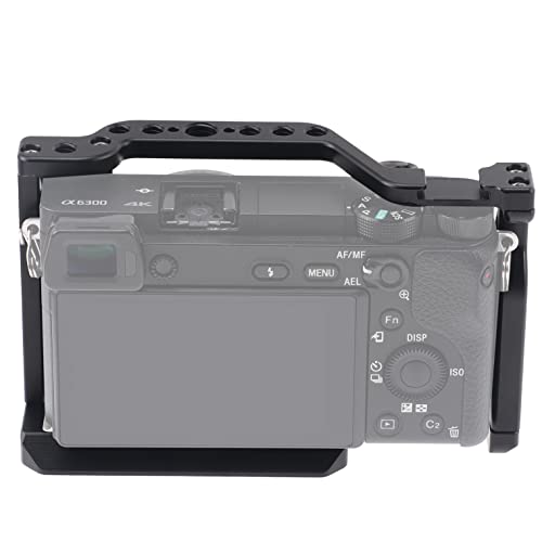 Hersmay A6500/A6400/A6300 Camera Cage Video Stabilizer with Top Handle for Sony A6500 A6400 A6300 A6000 A6100 Cameas DSLR Rig with Cold Shoe,Handle Locating Holes,Multiple 1/4" 3/8" Screw Holes - Image 4
