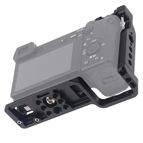 Hersmay A6500/A6400/A6300 Camera Cage Video Stabilizer with Top Handle for Sony A6500 A6400 A6300 A6000 A6100 Cameas DSLR Rig with Cold Shoe,Handle Locating Holes,Multiple 1/4" 3/8" Screw Holes - Image 5