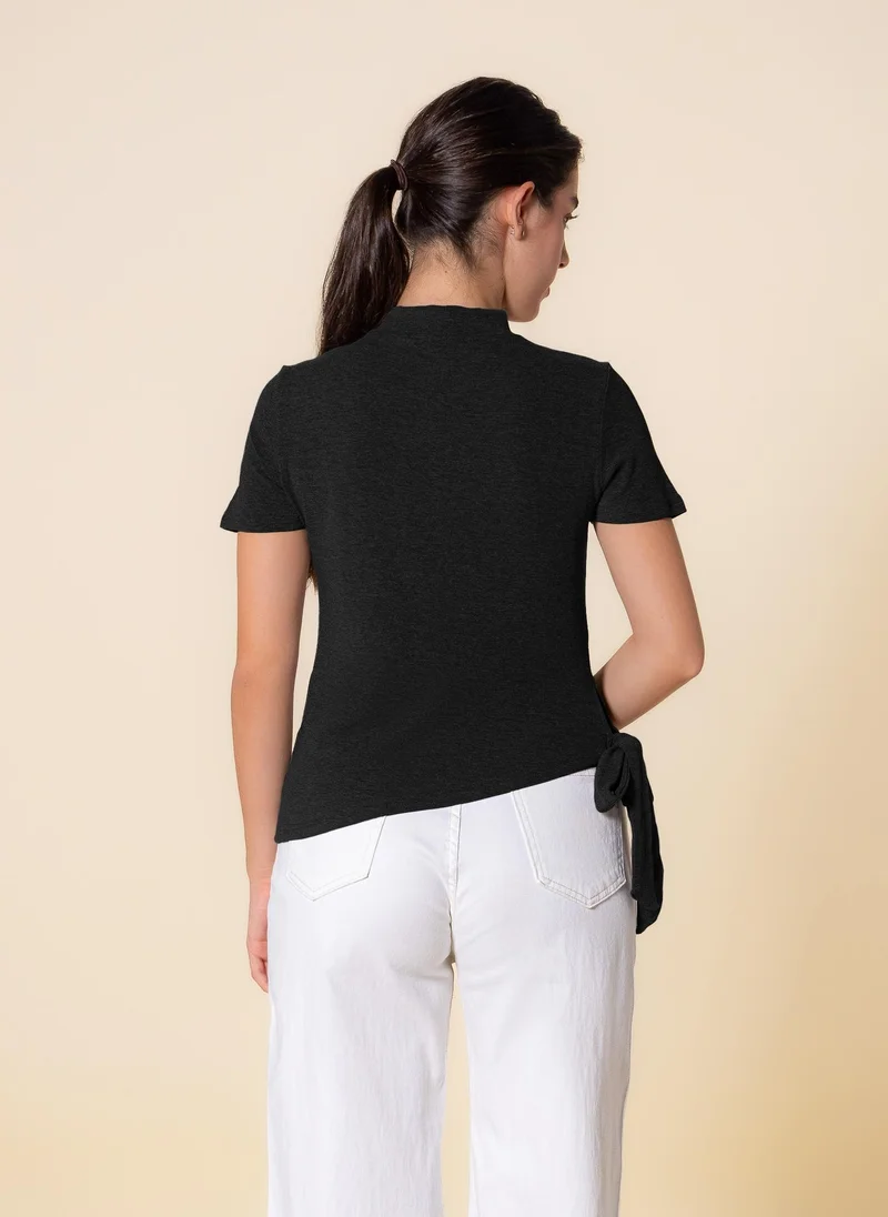 SHAPES DETAILED WOOL BLEND TOP