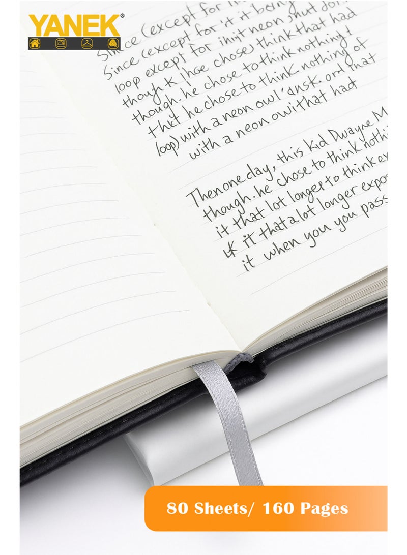 يانيك دفتر ملاحظات YANEK® الكلاسيكي بحجم A6 – 160 صفحة، غلاف صلب مع شريط مرن، حامل قلم وشريط علامة مرجعية | دفتر جيب مدمج للمكتب والمدرسة والسفر - Image 3