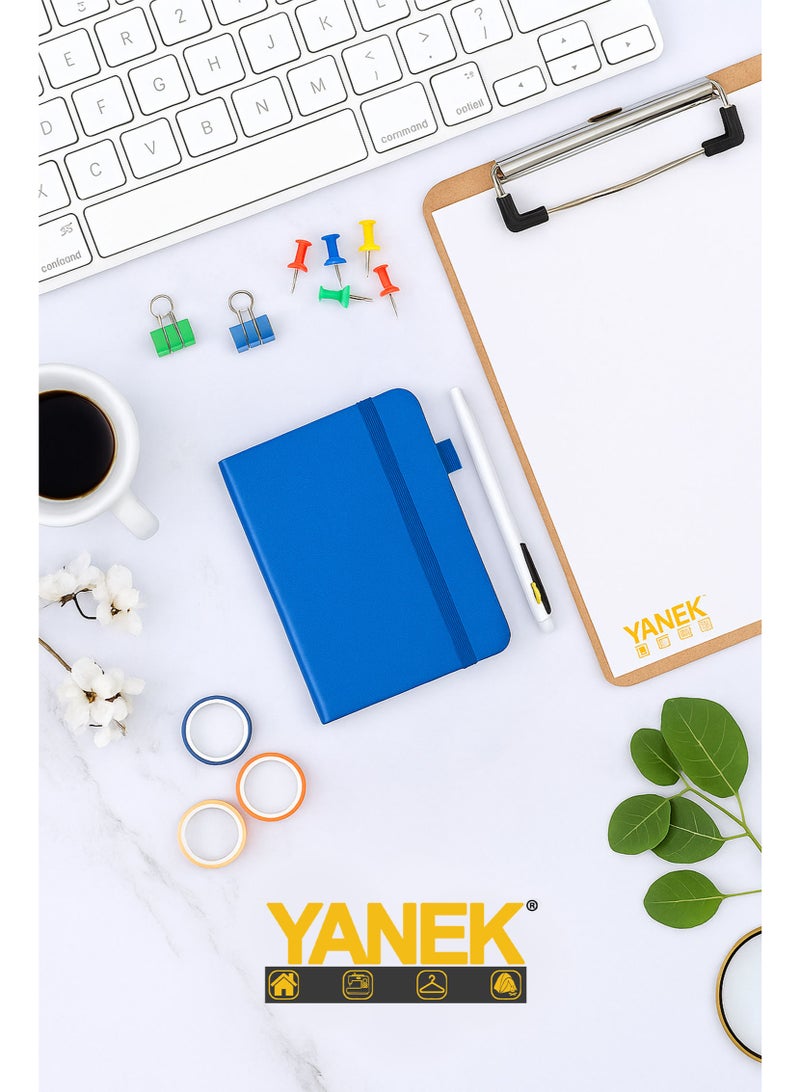 يانيك دفتر ملاحظات YANEK® الكلاسيكي بحجم A6 – 160 صفحة، غلاف صلب مع شريط مرن، حامل قلم وشريط علامة مرجعية | دفتر جيب مدمج للمكتب والمدرسة والسفر - Image 2