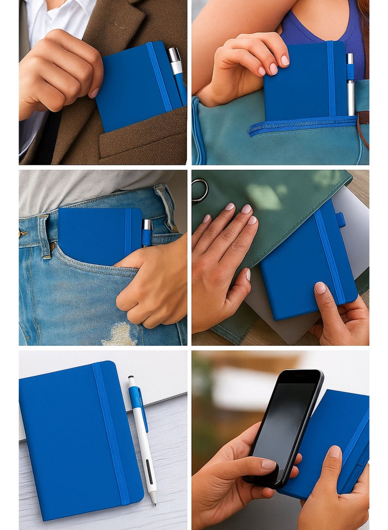 يانيك دفتر ملاحظات YANEK® الكلاسيكي بحجم A6 – 160 صفحة، غلاف صلب مع شريط مرن، حامل قلم وشريط علامة مرجعية | دفتر جيب مدمج للمكتب والمدرسة والسفر - Image 4