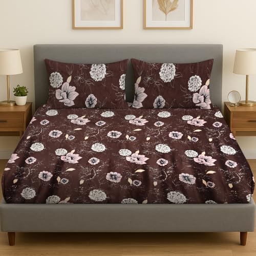 RRC Fleece Winter Double Bed Sheet Set | Ultra Soft Warm Woolen Bedsheet | 300 TC Cozy Blanket Feel | Includes Pillow Covers (228x254 cm) - Image 1