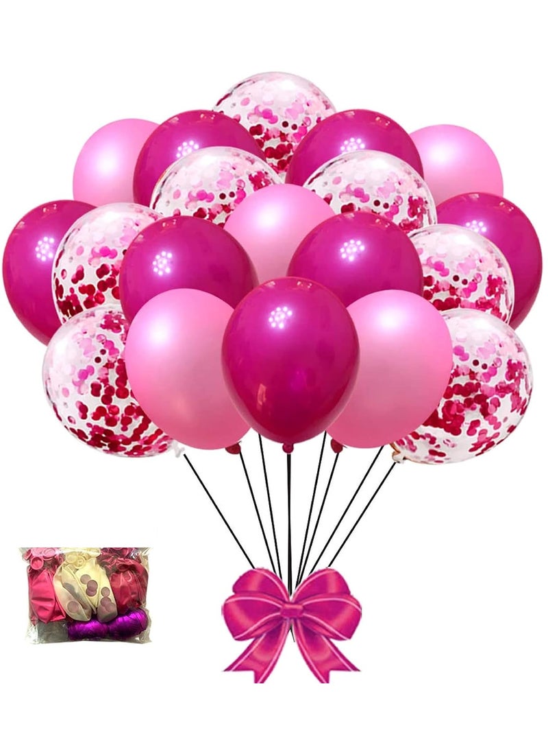 Lazybeee LAZYBEEE Hot Pink and Baby Pink Balloons 12 inch Premium Latex Confetti Balloons Ribbon Pink Party Decorations Supplies Hot Pink 