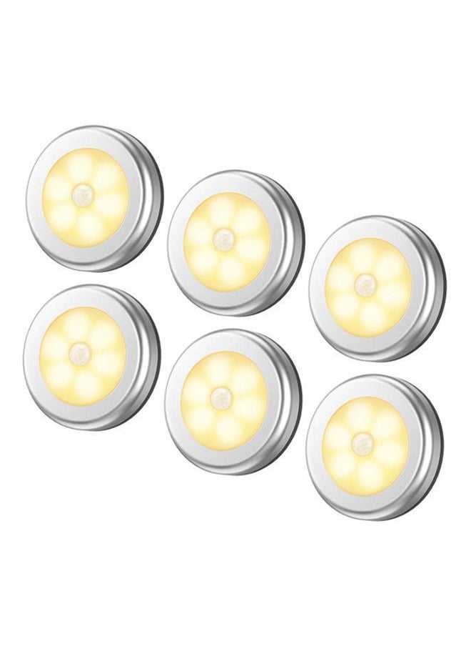 NIBEMINENT - 6-Pieces Cordless Battery-Powered LED Night Motion Sensor Light Yellow 8x8x2cm - Image 1
