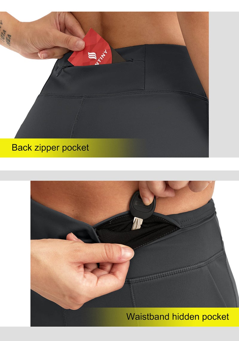 SANTINY Women's 6'' Athletic Long Shorts with 4 Pockets High Waisted Bermuda Shorts for Women Walking Running Casual (Dark Grey_M) - Image 5