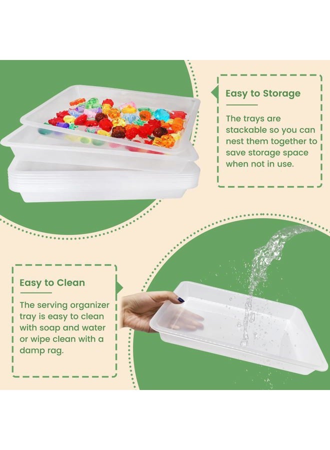 OJYUDD 10 Pcs Activity Plastic Art Trays, Stackable Craft and Storage Tray, Serving Organizer for Kids, School, Home, Painting, Beads, DIY Projects - 11 x 8.27 x 1.18 Inch (Clear) - Image 4