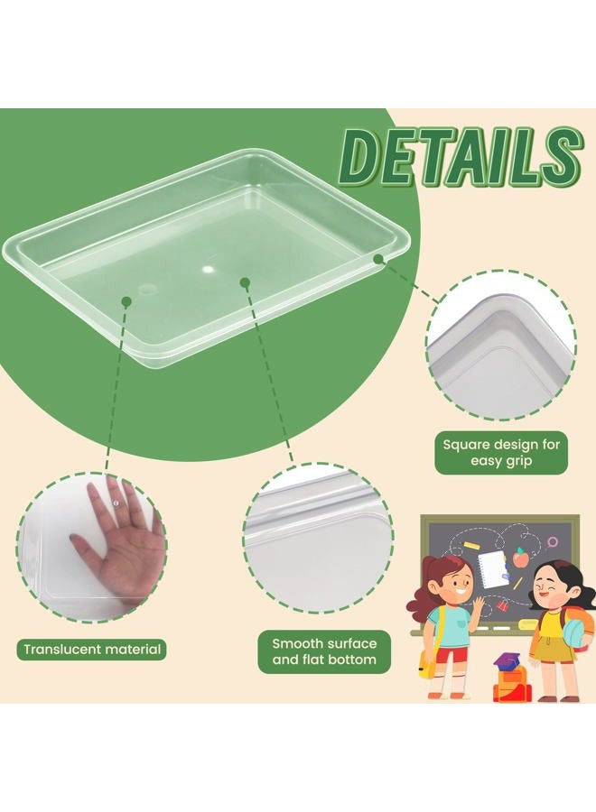 OJYUDD 10 Pcs Activity Plastic Art Trays, Stackable Craft and Storage Tray, Serving Organizer for Kids, School, Home, Painting, Beads, DIY Projects - 11 x 8.27 x 1.18 Inch (Clear) - Image 3
