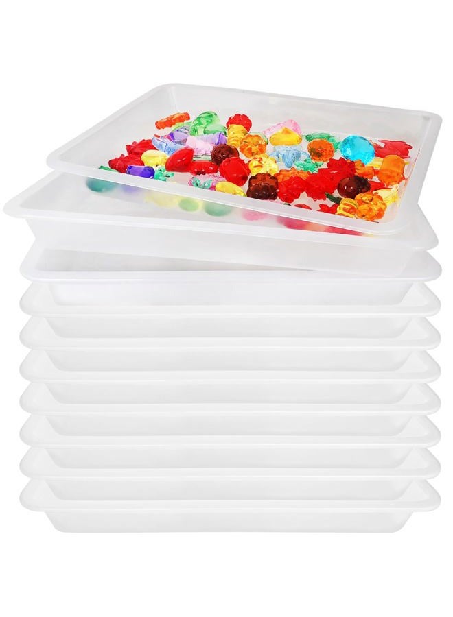 OJYUDD 10 Pcs Activity Plastic Art Trays, Stackable Craft and Storage Tray, Serving Organizer for Kids, School, Home, Painting, Beads, DIY Projects - 11 x 8.27 x 1.18 Inch (Clear) - Image 1