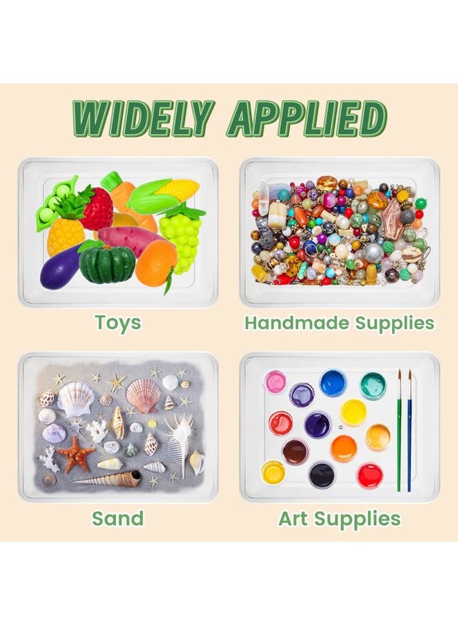 OJYUDD 10 Pcs Activity Plastic Art Trays, Stackable Craft and Storage Tray, Serving Organizer for Kids, School, Home, Painting, Beads, DIY Projects - 11 x 8.27 x 1.18 Inch (Clear) - Image 5