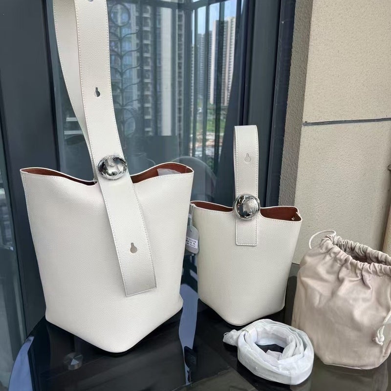 [Star Same Style] Luojia Genuine Leather Fortune Bucket 2025 Simple Fashion One-Shoulder Underarm Bucket Bag - Image 4