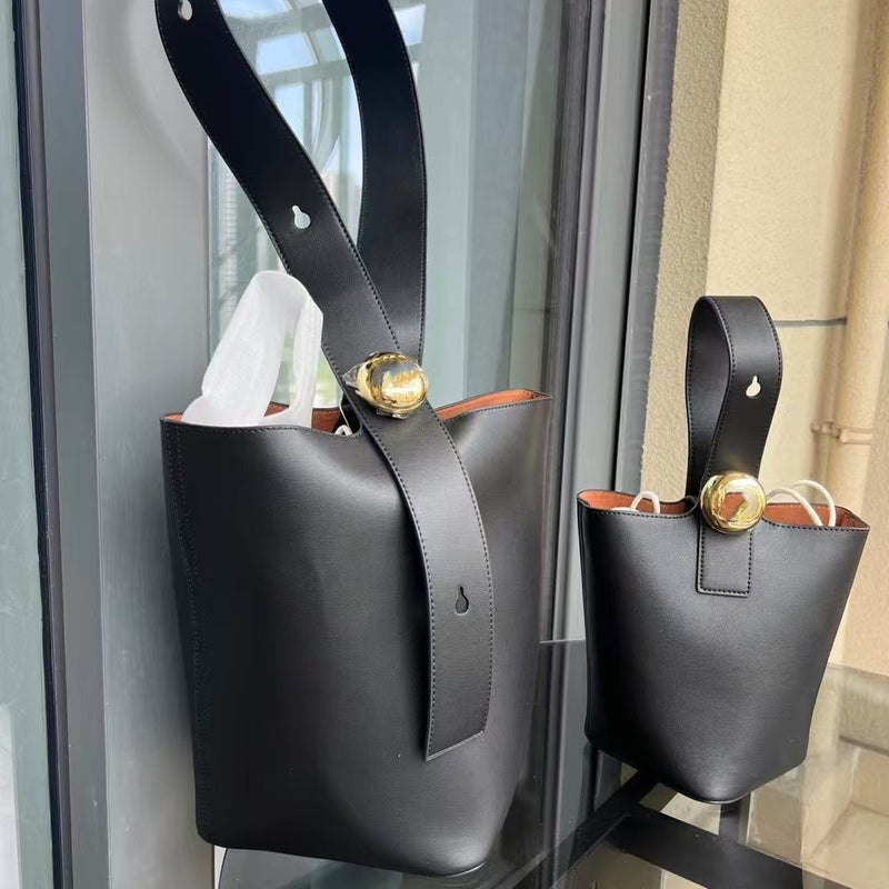 [Star Same Style] Luojia Genuine Leather Fortune Bucket 2025 Simple Fashion One-Shoulder Underarm Bucket Bag - Image 3