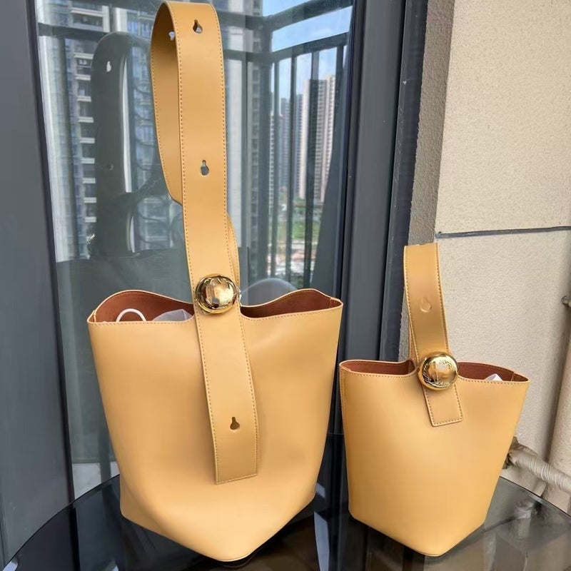 [Star Same Style] Luojia Genuine Leather Fortune Bucket 2025 Simple Fashion One-Shoulder Underarm Bucket Bag - Image 5