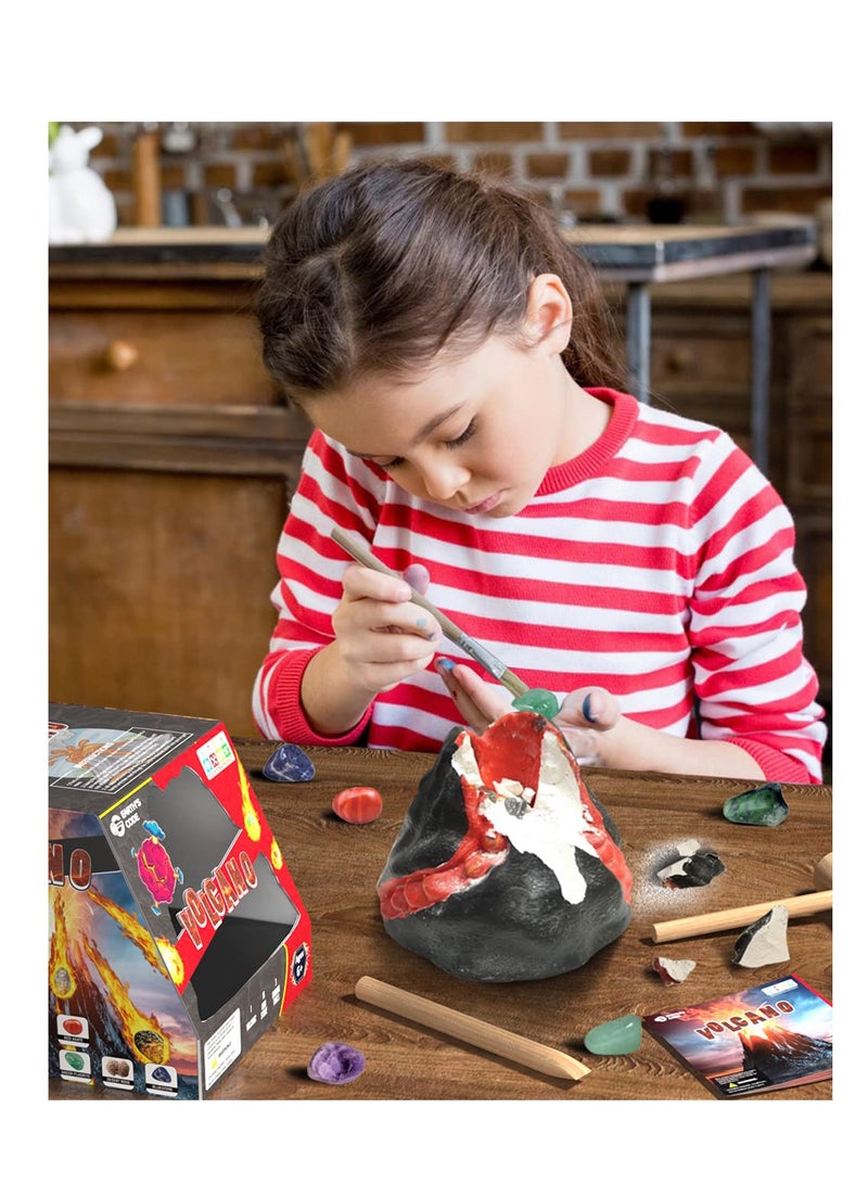 Gemstone Dig Kit, Volcano Gems Kit for Kids 6-12 Year Old, Dig up 15 Real Gems and Crystals Dig Pack Diamond Dig It Science Activities Educational Toys Gifts for Boys  Girls Age 6-8 8-12 - Image 4