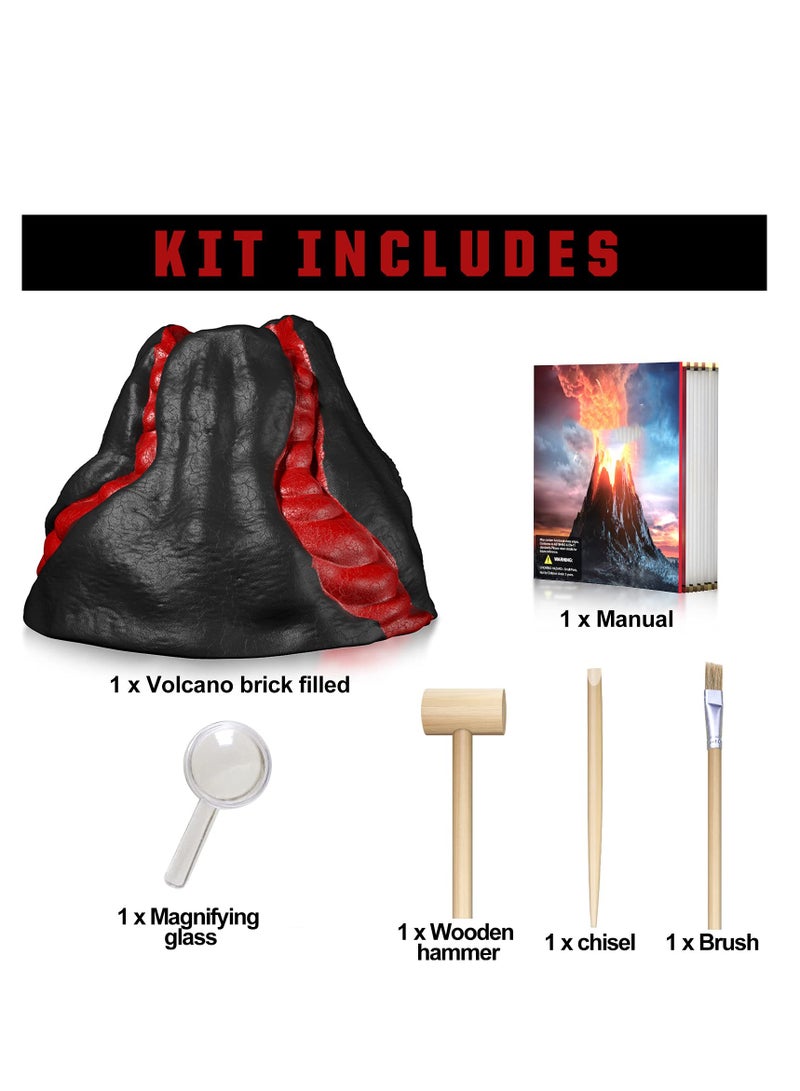Gemstone Dig Kit, Volcano Gems Kit for Kids 6-12 Year Old, Dig up 15 Real Gems and Crystals Dig Pack Diamond Dig It Science Activities Educational Toys Gifts for Boys  Girls Age 6-8 8-12 - Image 3