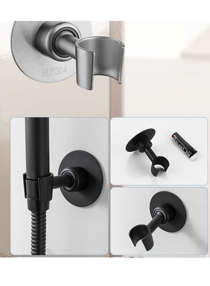 SYOSI Shower Head Holder Wall Mount 360° Adjustable Handheld Shower Head Bracket Holder Waterproof and Moisture-Proof Nail-free Super Load-bearing SUS304 Stainless Steel Matte Black  - Image 5