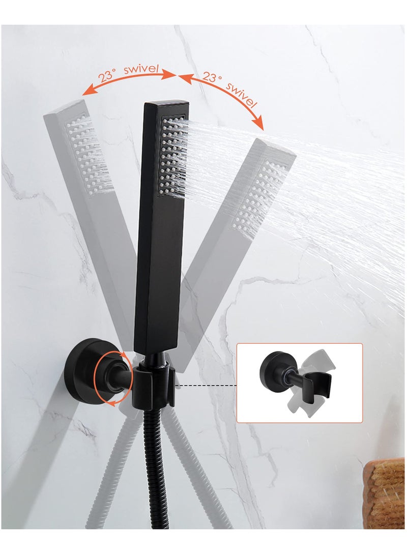 SYOSI Shower Head Holder Wall Mount 360° Adjustable Handheld Shower Head Bracket Holder Waterproof and Moisture-Proof Nail-free Super Load-bearing SUS304 Stainless Steel Matte Black  - Image 2