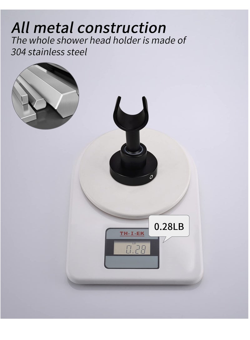 SYOSI Shower Head Holder Wall Mount 360° Adjustable Handheld Shower Head Bracket Holder Waterproof and Moisture-Proof Nail-free Super Load-bearing SUS304 Stainless Steel Matte Black  - Image 3