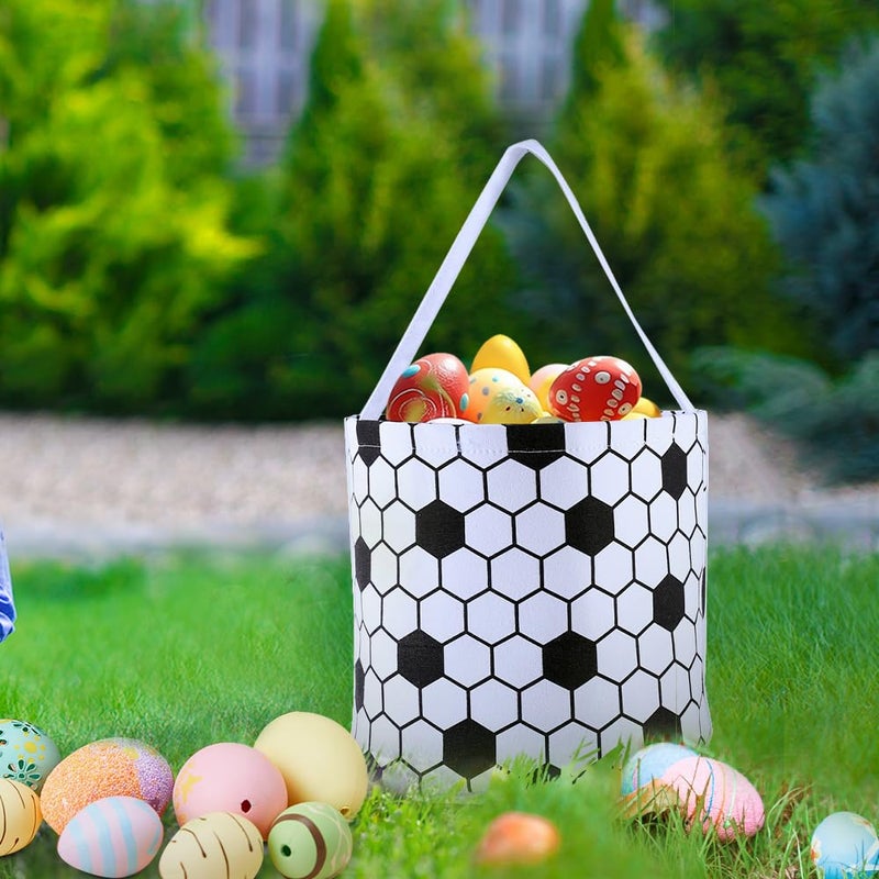 E-FirstFeeling Soccer Basket Easter Egg Hunt Basket Halloween Baskets Halloween Trick or Treat Bags Candy Bucket Tote for Easter and Halloween (Soccer) - Image 5