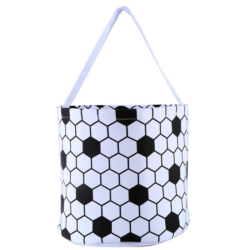 E-FirstFeeling Soccer Basket Easter Egg Hunt Basket Halloween Baskets Halloween Trick or Treat Bags Candy Bucket Tote for Easter and Halloween (Soccer) - Image 1