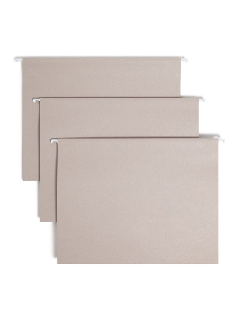 Smead TUFF Hanging File Folder with Easy Slide Tab, 1/3-Cut Sliding Tab, Letter Size, Steel Gray, 18 per Box (64092, Rod Color May Vary) - Image 1