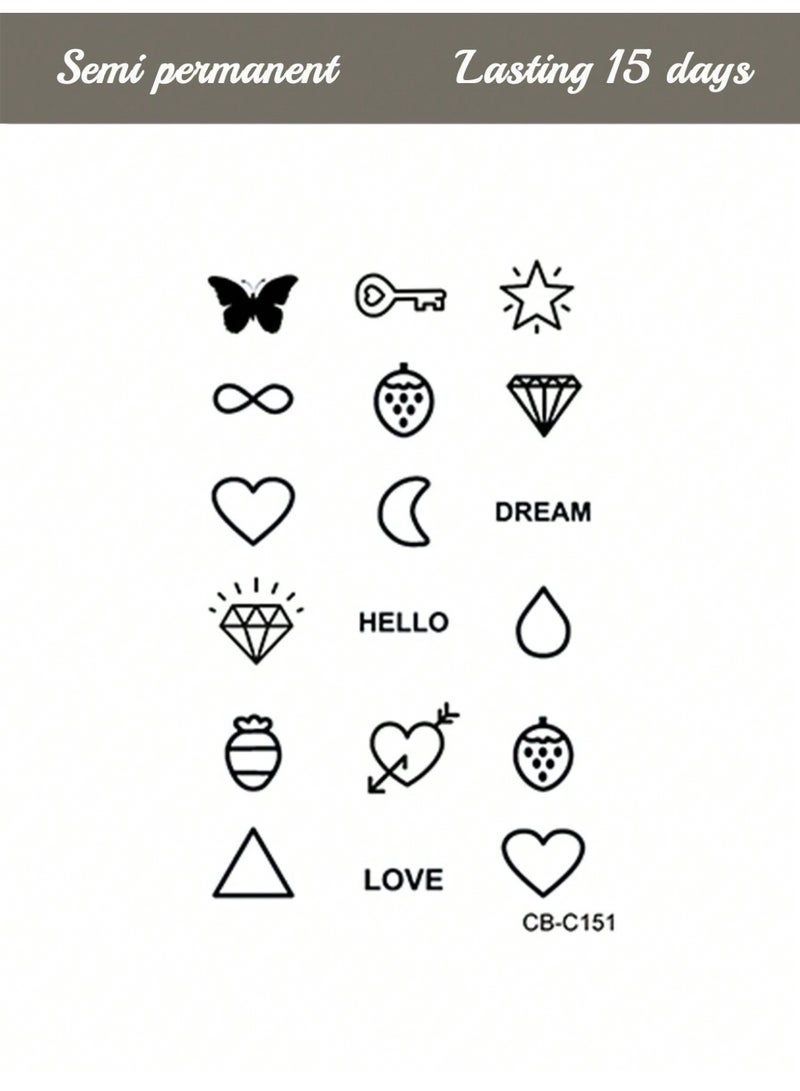 جلامكيت 54 قطعة من الوشوم المؤقتة بتصاميم فراشة، قلب، ماسة، نصف دائم، تدوم لمدة 14 يومًا، غير لامع، هدايا صغيرة للأصابع، الأذنين، الكتفين، الرقبة والجسم - Image 5