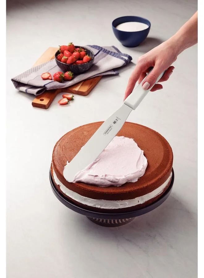 ترامونتينا ملعقة فرد احترافية للخبازين 8 بوصة بشفرة من الستانلس ستيل ومقبض بولي بروبلين أبيض