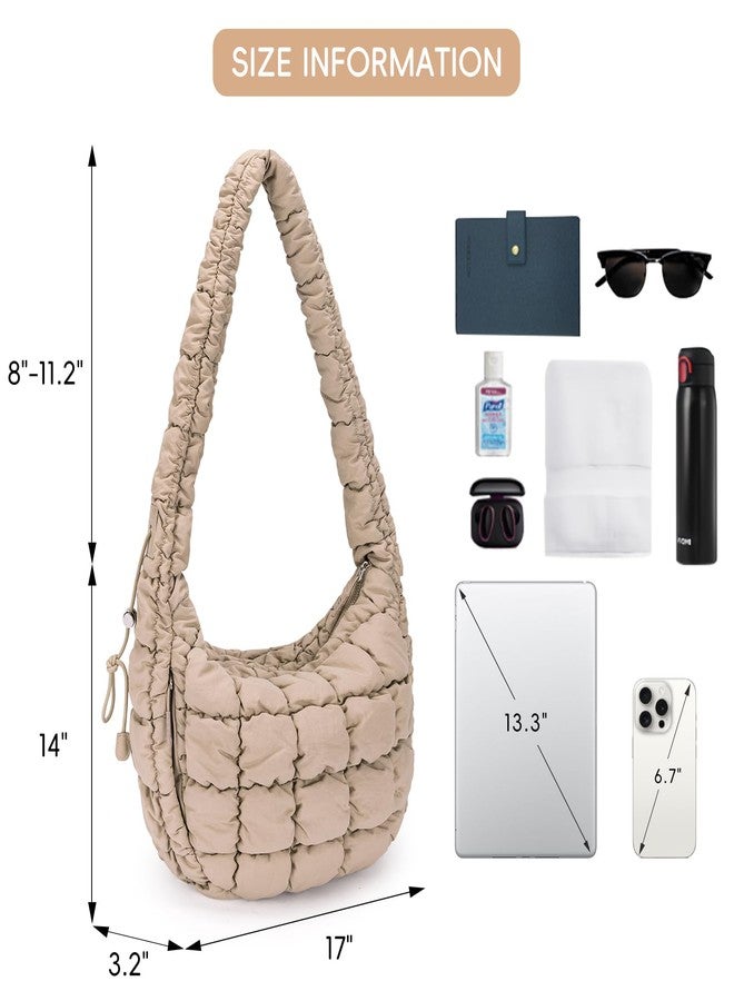 CLUCI Puffer Tote Bag for Women, Large Lightweight Quilted Carryall, Paddin Puffy Crossbody Purse Soft Hobo Shoulder Handbags - Image 3