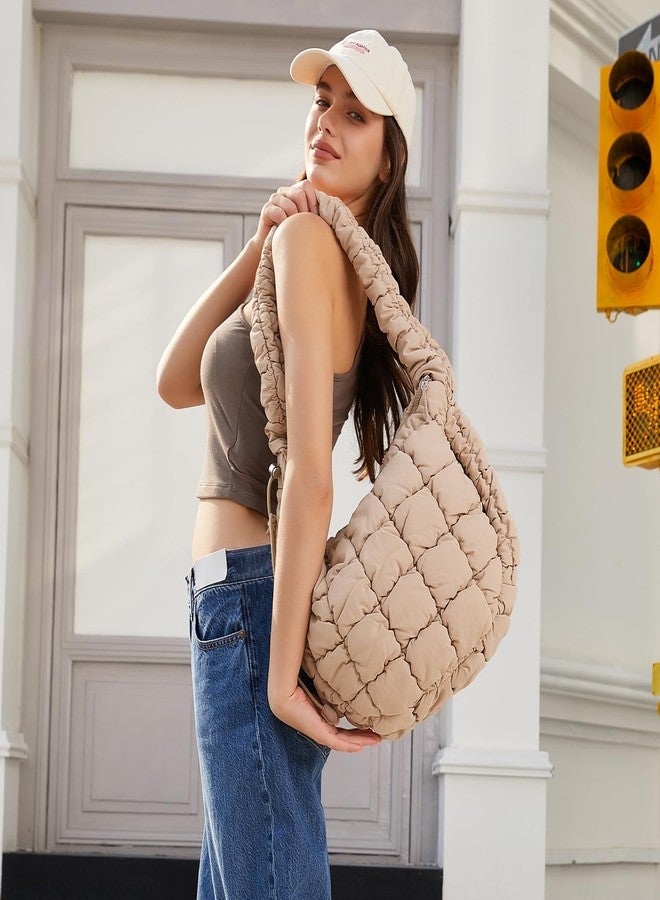 CLUCI Puffer Tote Bag for Women, Large Lightweight Quilted Carryall, Paddin Puffy Crossbody Purse Soft Hobo Shoulder Handbags - Image 2