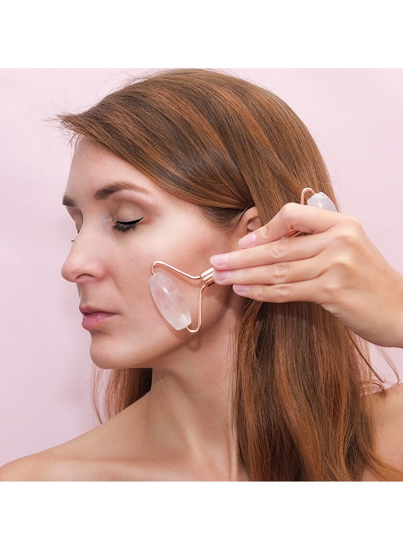 BenQuand Face Massager Rose Quartz Face Jade Roller & Gua Sha Facial Tool Set, Muscle Tension Relief, Skin Care Gifts for Woman/Men, Self Care Gifts - Image 4