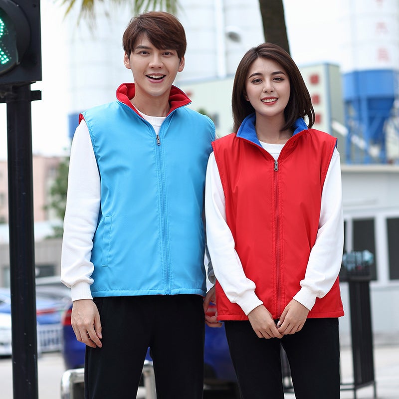 Autumn and winter cotton vest overalls do supermarket polar fleece vest volunteers tooling to develop vest printing logo fruit green  - Image 4