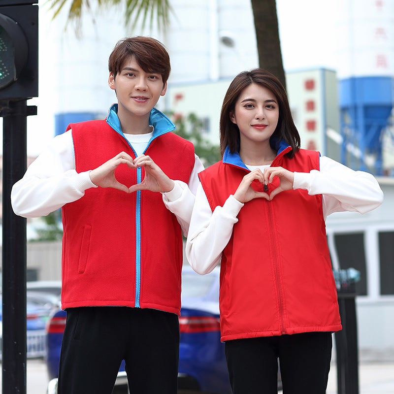 Autumn and winter cotton vest overalls do supermarket polar fleece vest volunteers tooling to develop vest printing logo fruit green  - Image 3