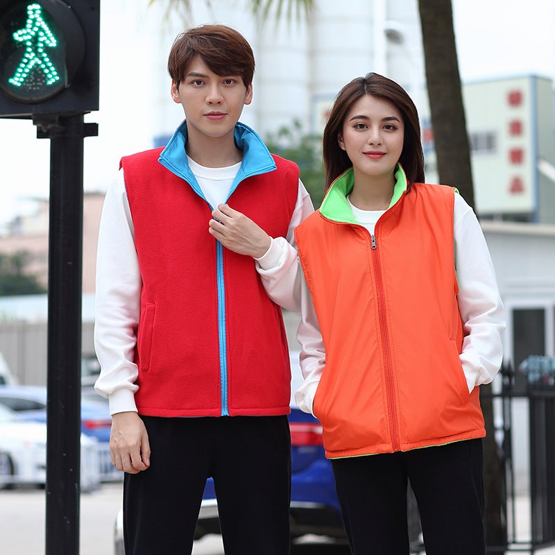 Autumn and winter cotton vest overalls do supermarket polar fleece vest volunteers tooling to develop vest printing logo fruit green  - Image 5