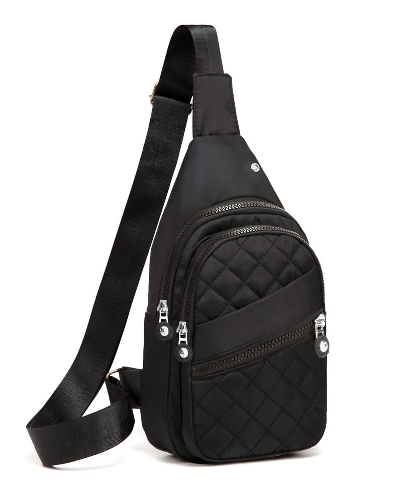 AOSTIHOT Crossbody Small Sling Backpack Sling Bag for Women, Chest Bag Daypack Crossbody for Travel Sport Running Hiking Dark Black - Image 1
